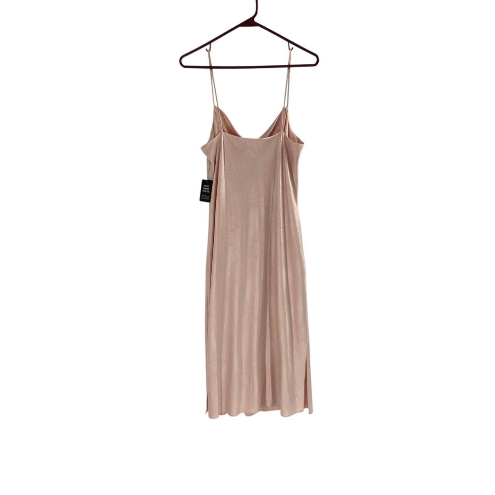 Express Satin Light Pink Reptiles Embossed Slip Dress MIDI Women’s Medium NEW - Picture 3 of 11